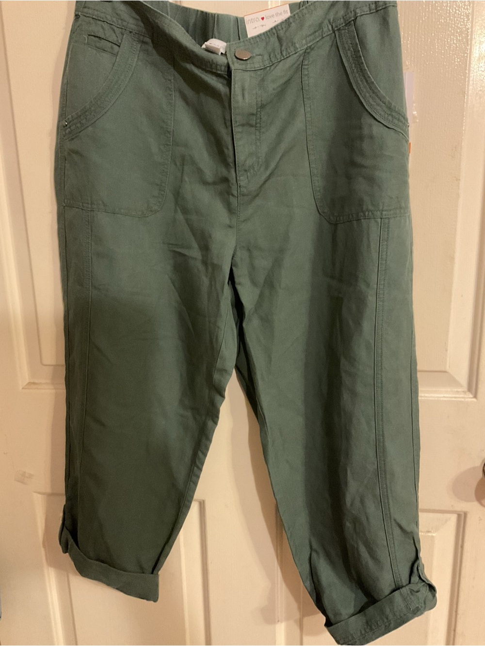 LOVE THE FIT WOMENS CAPRI PANTS ROLL UP LEGS 14 P